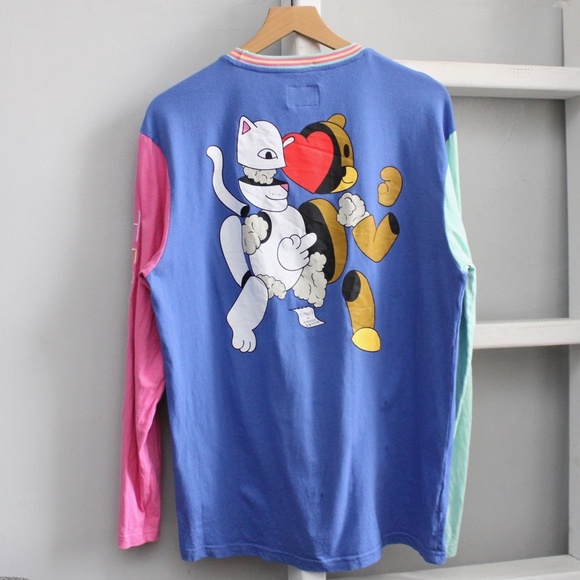 Teddy Fresh x Rip N Dip Colorblock Embroidered Long Sleeve T-Shirt Size Large - Picture 2 of 8